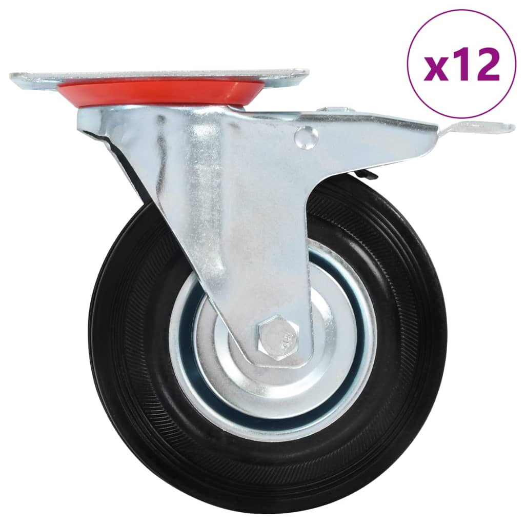 VidaXL 12 st Zwenkwielen 125 mm
