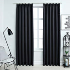 Vidaxl gordijnen verduisterend met haken 2 st 140x175 cm zwart