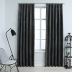 Vidaxl gordijnen verduisterend 2 st met haken 140x225 cm fluweel antraciet