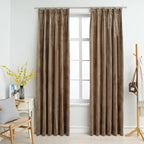 Vidaxl gordijnen verduisterend 2 st met haken 140x175 cm fluweel beige