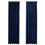 Vidaxl gordijnen verduisterend 2 st met haken 140x245 cm fluweel blauw