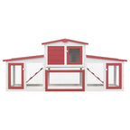 Vidaxl konijnenhok voor buiten groot 201x45x85 cm hout rood en wit