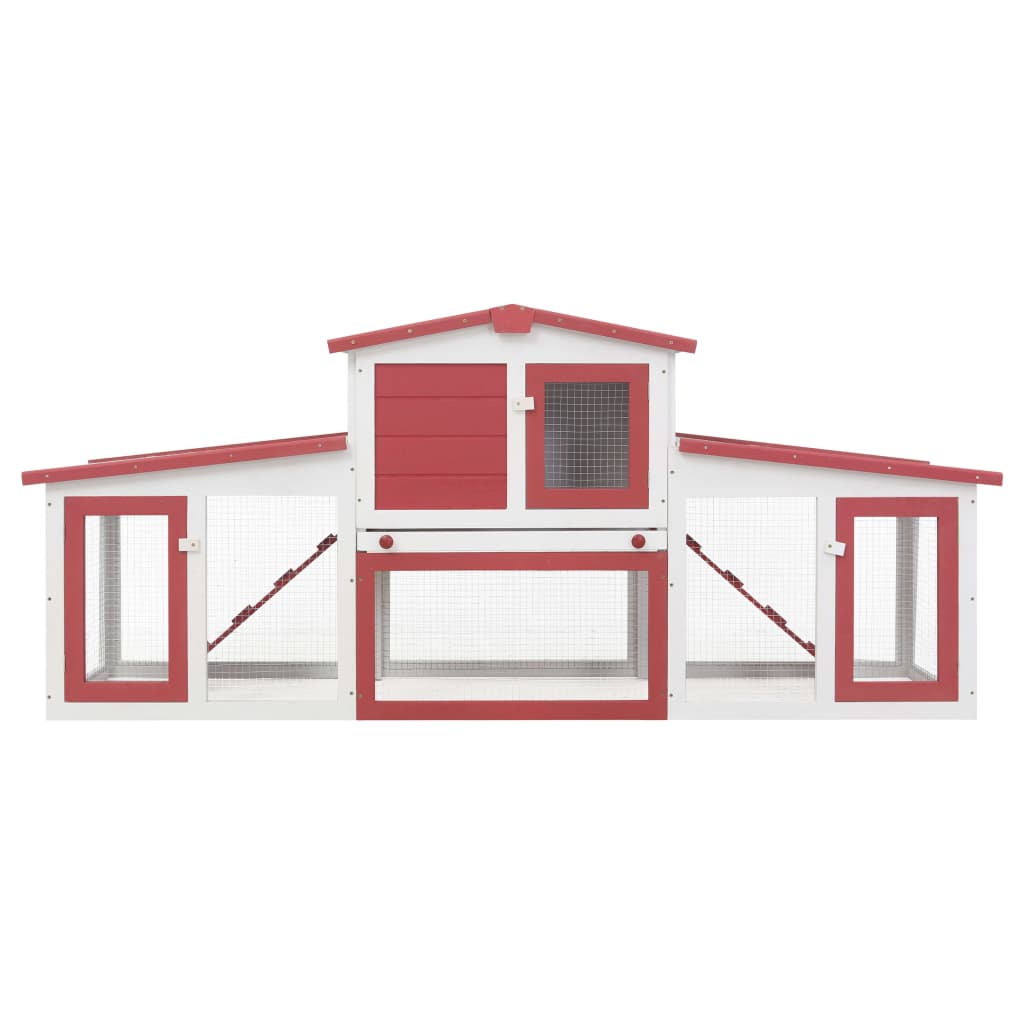 Vidaxl konijnenhok voor buiten groot 201x45x85 cm hout rood en wit