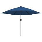 Vidaxl parasol met led-verlichting en stalen paal 300 cm azuurblauw