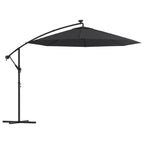 Vidaxl zweefparasol met led en stalen paal 300 cm zwart