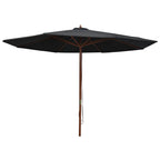 Vidaxl parasol met houten paal 350 cm zwart