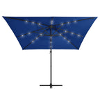 Vidaxl zweefparasol met led en stalen paal 250x250 cm azuurblauw