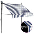Vidaxl luifel handmatig uitschuifbaar met led 100 cm blauw en wit