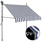 Vidaxl luifel handmatig uitschuifbaar met led 100 cm blauw en wit