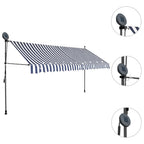 Vidaxl luifel handmatig uitschuifbaar met led 350 cm blauw en wit