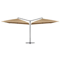 Vidaxl parasol dubbel met stalen paal 250x250 cm taupe