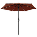VidaXL Parasol met LED-verlichting en aluminium paal 270 cm terracotta