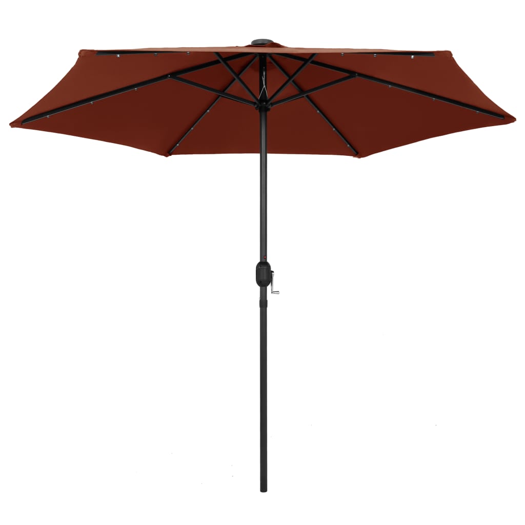 VidaXL Parasol met LED-verlichting en aluminium paal 270 cm terracotta