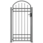 Vidaxl poort met gebogen bovenkant en 2 palen 105x204 cm zwart