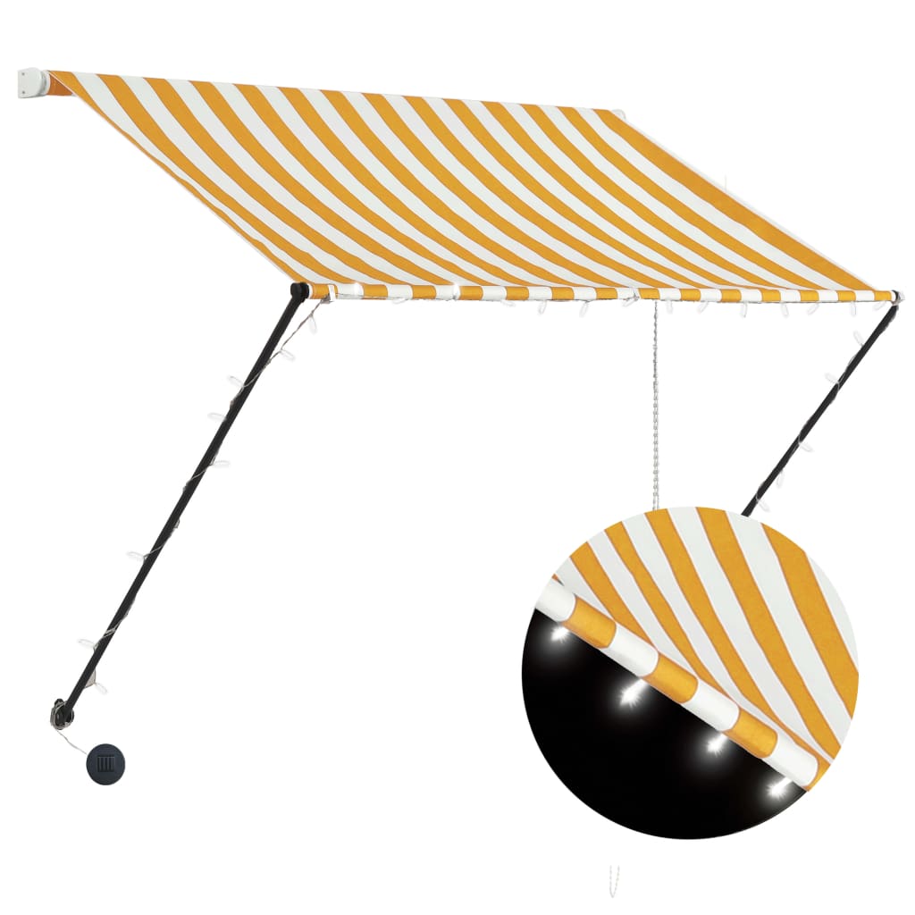 VidaXL Luifel uittrekbaar met LED 200x150 cm geel en wit