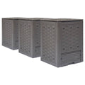 Vidaxl compostbakken 3 st 900 l 60x60x83 cm kunststof rattan bruin