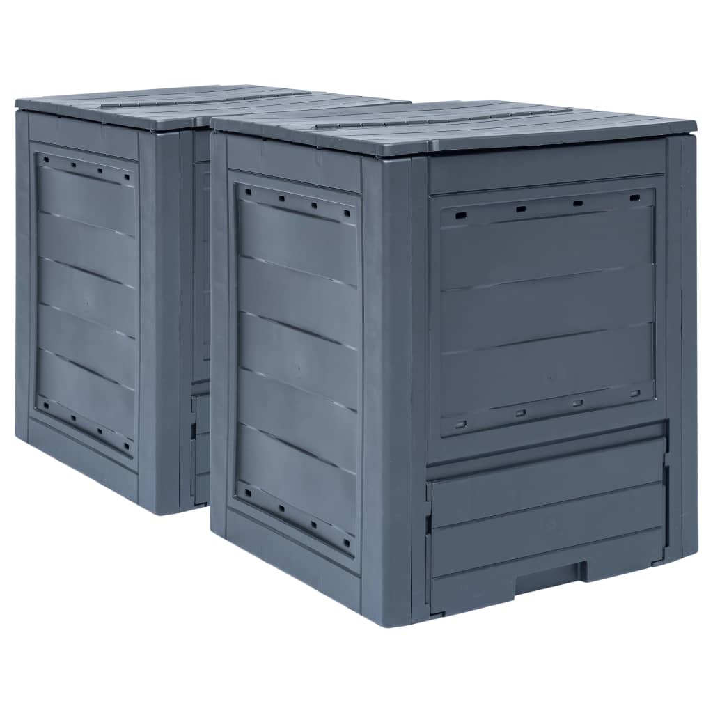 Vidaxl compostbakken 2 st 520 l 60x60x73 cm grijs