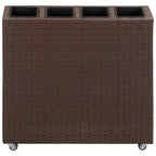 VidaXL Plantenbak verhoogd met 4 potten 80x22x79 cm poly rattan bruin