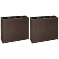 Vidaxl plantenbak verhoogd met 4 potten 2 st poly rattan bruin