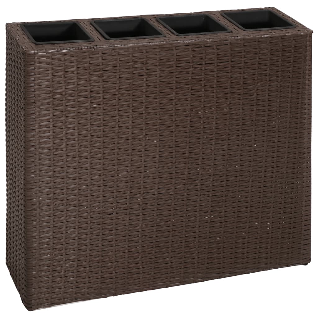 Vidaxl plantenbak verhoogd met 4 potten 2 st poly rattan bruin