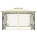 Vidaxl prieel met netten 300x300x265 cm crèmekleurig