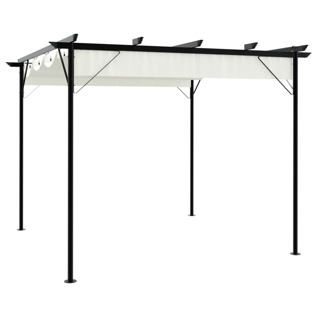 VidaXL Pergola met uitschuifbaar dak 3x3 m staal crémewit
