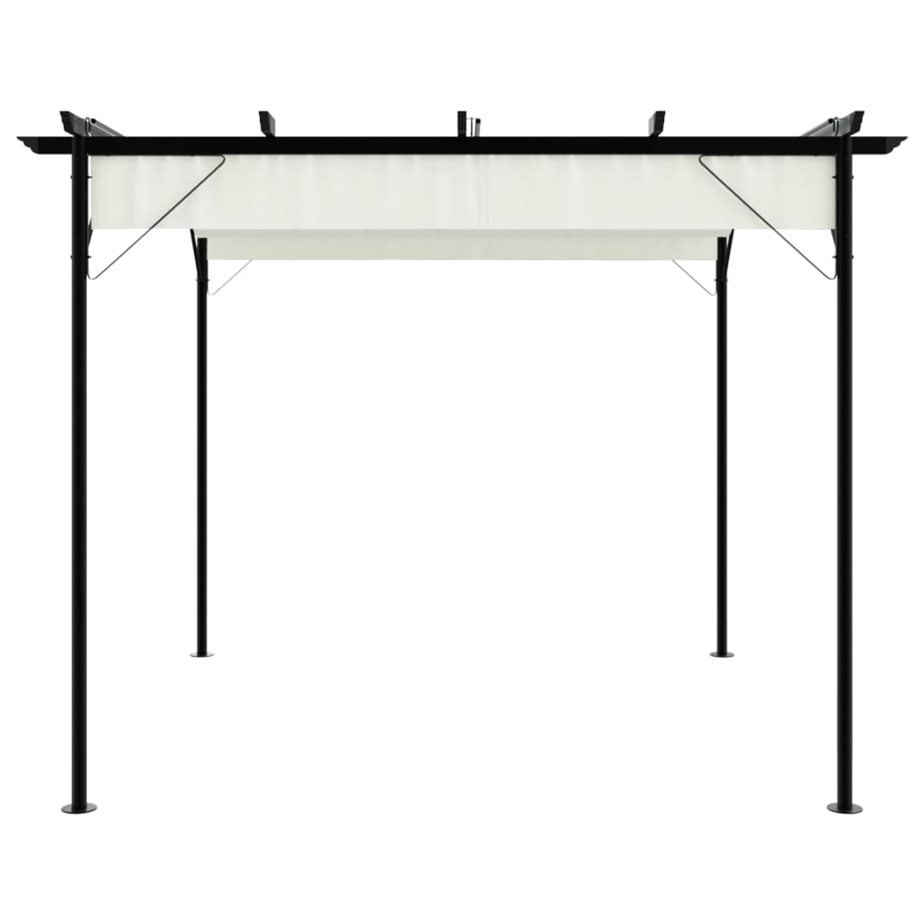 VidaXL Pergola met uitschuifbaar dak 3x3 m staal crémewit