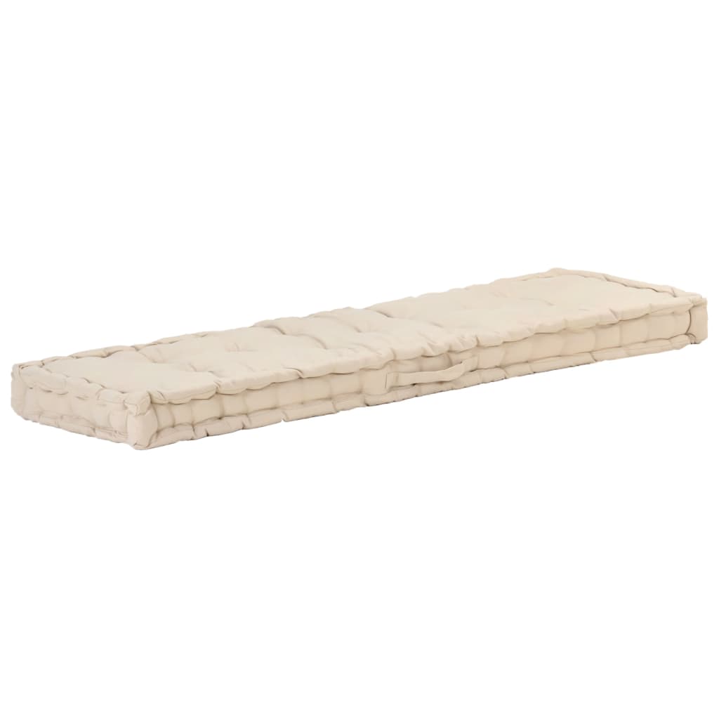 Vidaxl palletvloerkussen 120x40x7 cm katoen beige