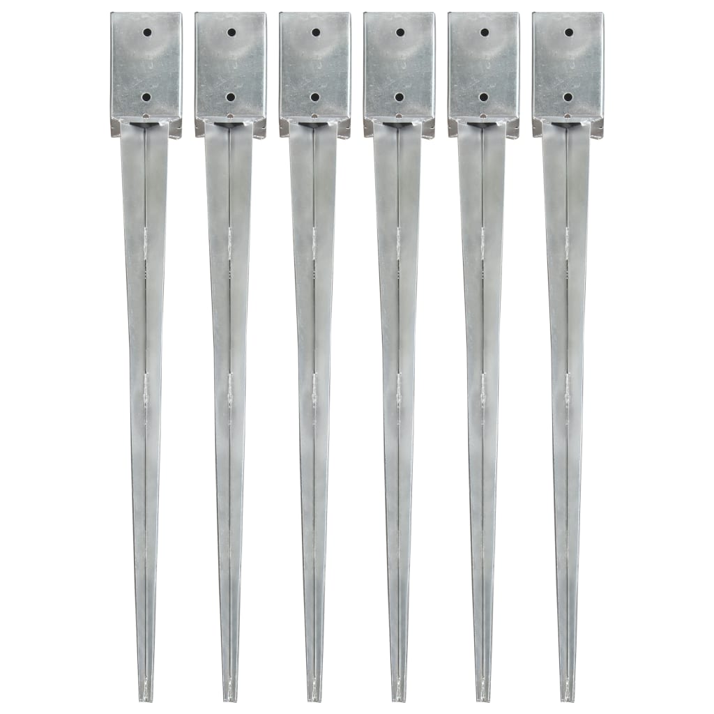 Vidaxl grondpinnen 6 st 9x9x90 cm gegalvaniseerd staal zilverkleurig
