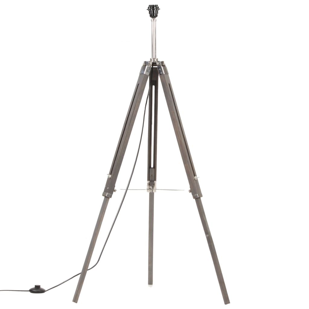 VidaXL Vloerlamp driepoot 141 cm massief teakhout grijs en wit