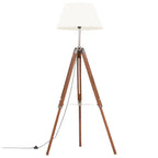 Vidaxl vloerlamp driepoot 141 cm massief teakhout honingbruin en wit