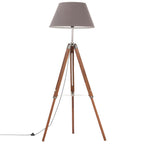 Vidaxl vloerlamp driepoot 141 cm massief teakhout honingbruin en grijs