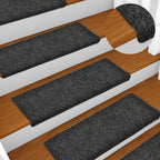 Vidaxl trapmatten zelfklevend 15 stuks 65x21x4 cm grijs rechthoekige rand