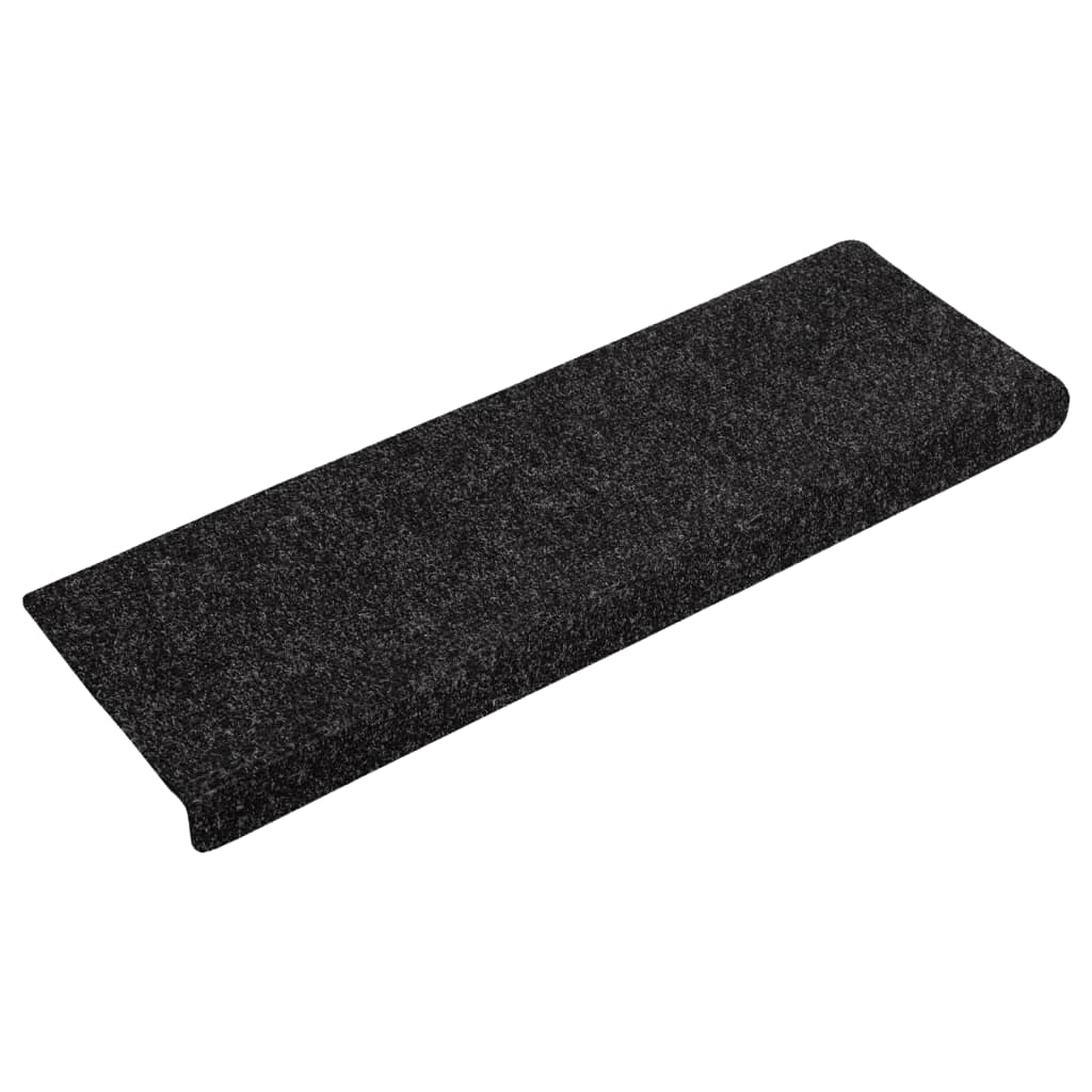 Vidaxl trapmatten zelfklevend 15 stuks 65x21x4 cm zwart rechthoekige rand