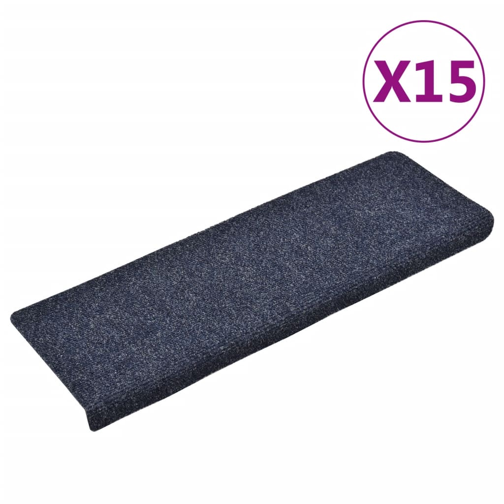 Vidaxl trapmatten zelfklevend 15 stuks 65x21x4 cm blauw rechthoekige rand