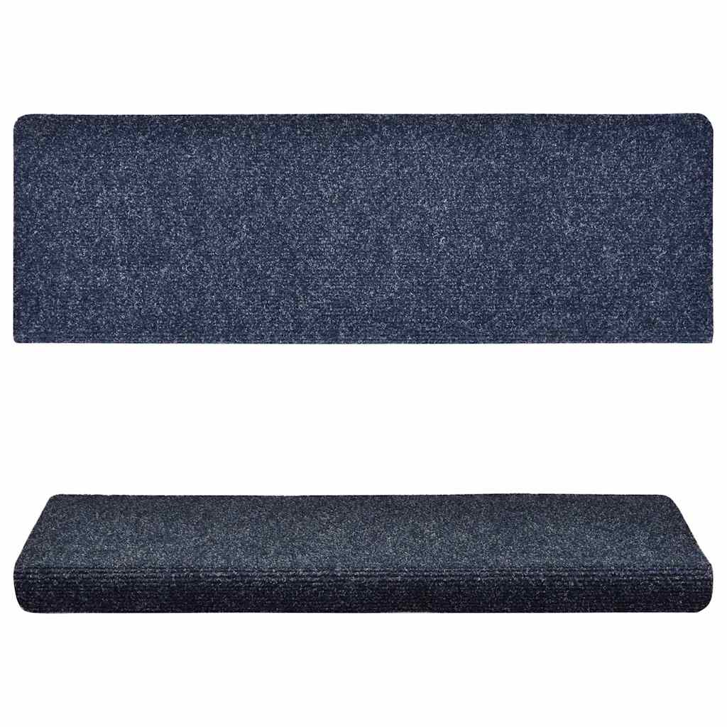 Vidaxl trapmatten zelfklevend 15 stuks 65x21x4 cm blauw rechthoekige rand