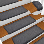 Vidaxl trapmatten 15 st 65x21x4 cm donkergrijs rechthoekige rand