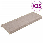 Vidaxl trapmatten 15 st 65x21x4 cm taupe rechthoekige rand