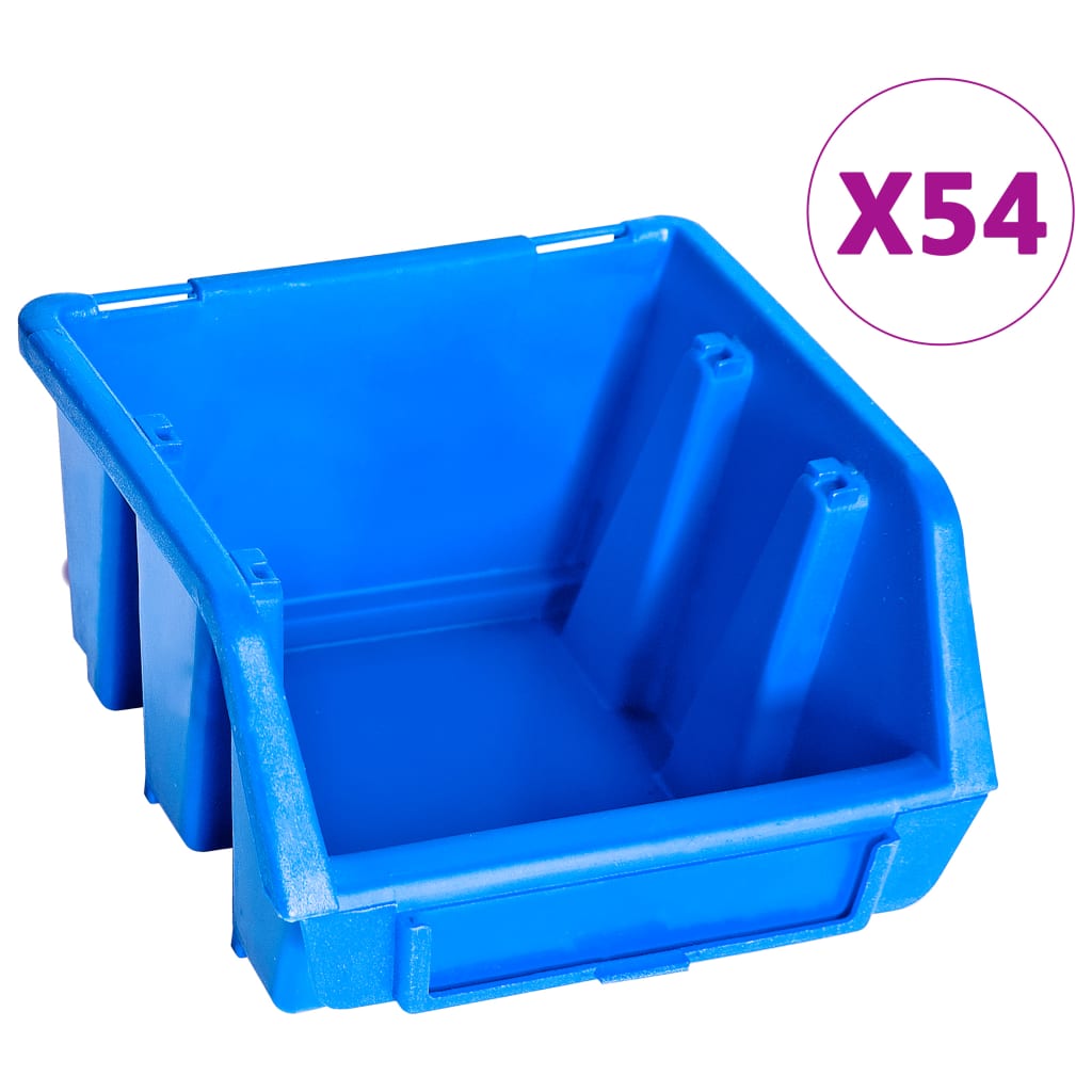 Vidaxl 96-delige opslagbakkenset met wandpanelen blauw
