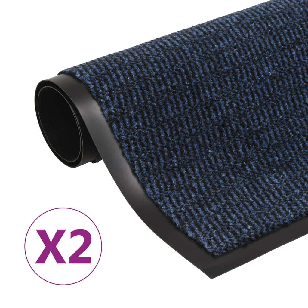 Vidaxl droogloopmatten 2 st rechthoekig getuft 40x60 cm blauw
