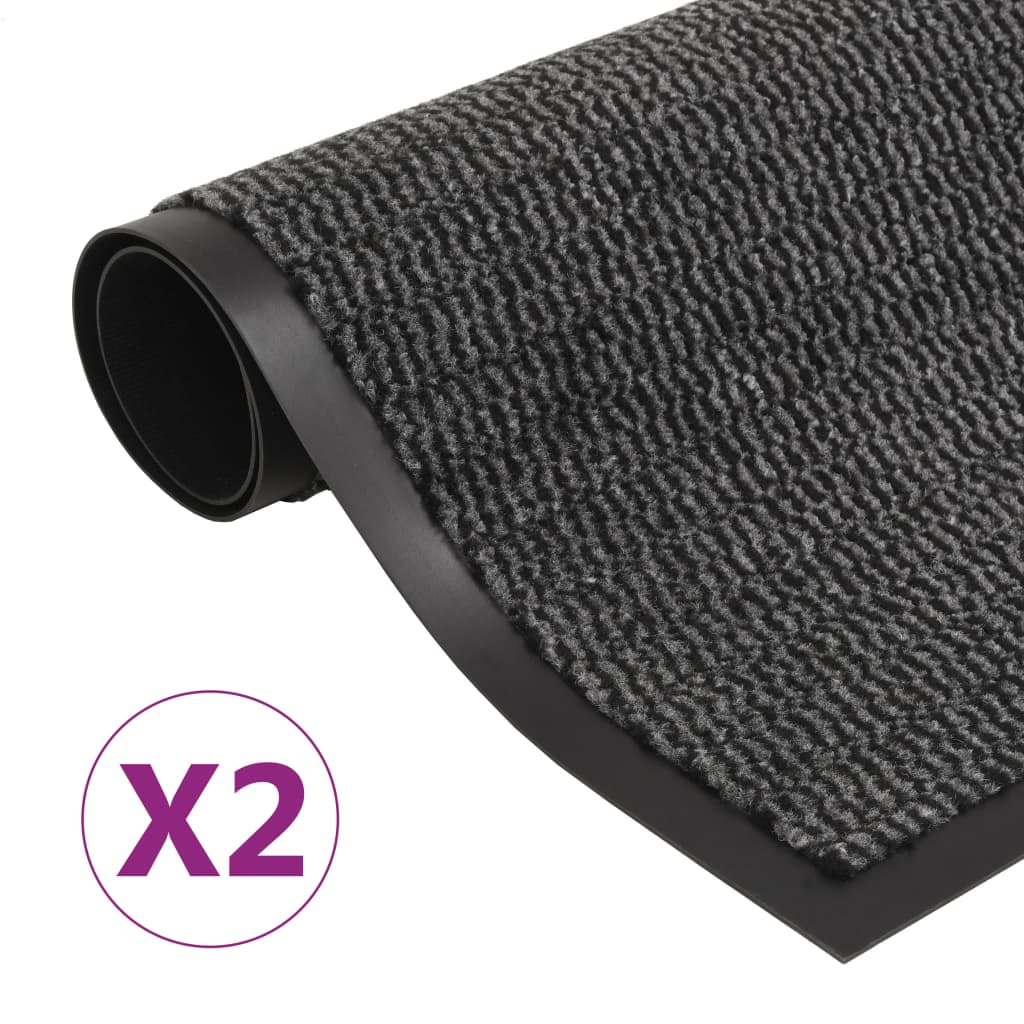 Vidaxl droogloopmatten 2 st rechthoekig getuft 60x90 cm antraciet