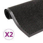 Vidaxl droogloopmatten 2 st rechthoekig getuft 60x90 cm zwart