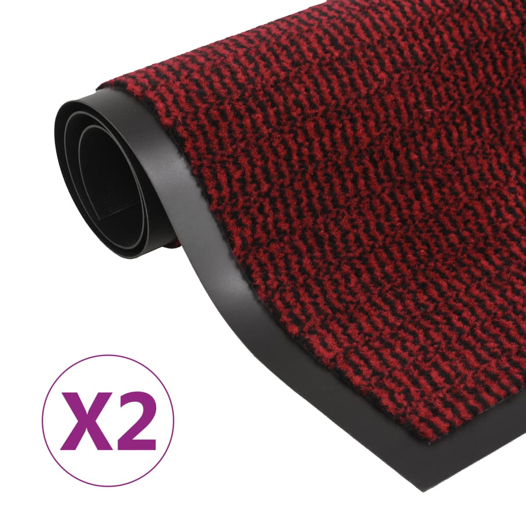 Vidaxl droogloopmatten 2 st rechthoekig getuft 60x90 cm rood