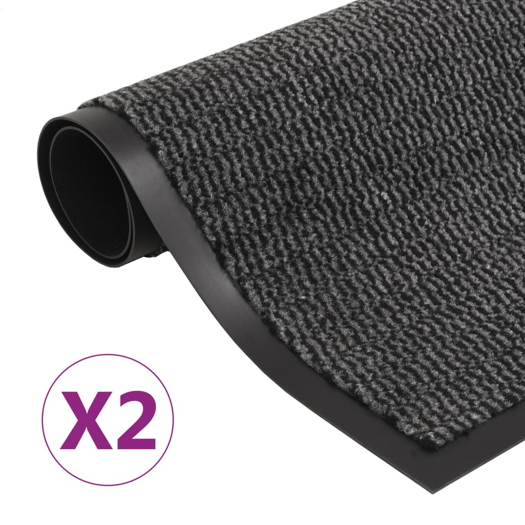Vidaxl droogloopmatten 2 st rechthoekig getuft 80x120 cm antraciet