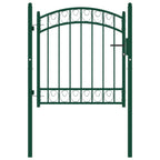 Vidaxl poort met gebogen bovenkant 100x100 cm staal groen
