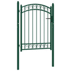 Vidaxl poort met gebogen bovenkant 100x125 cm staal groen