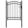 Vidaxl poort met gebogen bovenkant 100x125 cm staal zwart