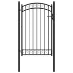 Vidaxl poort met gebogen bovenkant 100x150 cm staal zwart