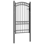 Vidaxl poort met gebogen bovenkant 100x175 cm staal zwart