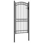 Vidaxl poort met gebogen bovenkant 100x200 cm staal zwart